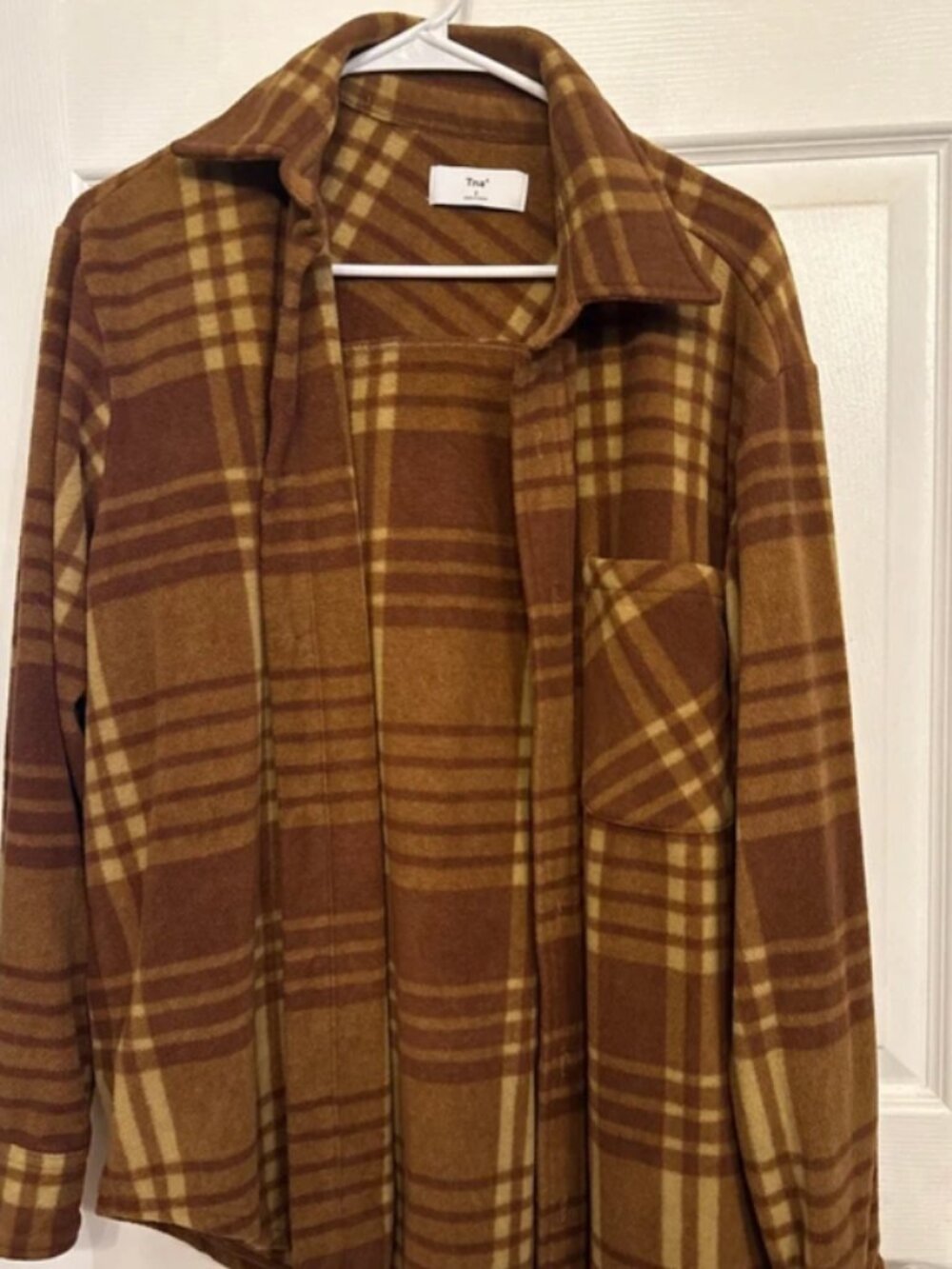 TNA fleece plaid button down top size 2